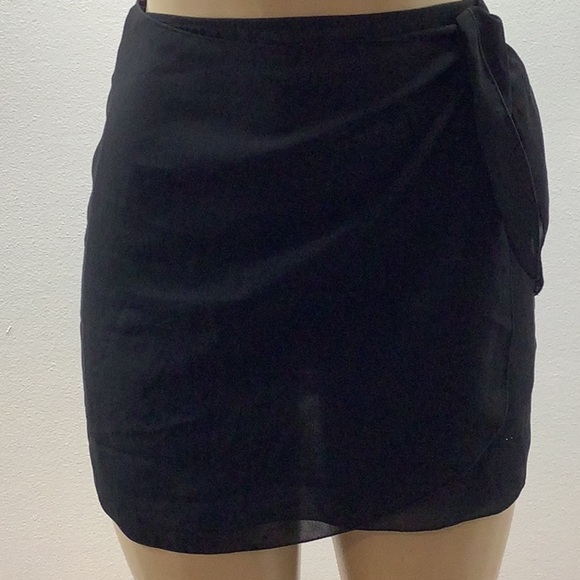 Zuliana Size Small Black Waist Tie Sarong Skirt. Made in USA. New With Tags - Picture 1 of 5